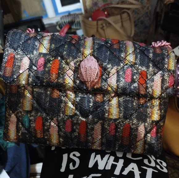 Kurt Geiger Handbags - NWOT Kurt Geiger Lipstick Printed Sequin Convertible Shoulder Bag